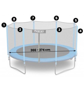 Siatka zewnętrzna do trampolin 374cm 12ft Neo-Sport