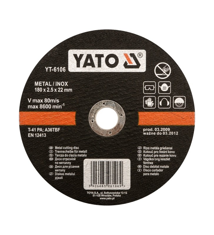 YATO D TARCZA DO METALU INOX 115x1,0x22mm   6101