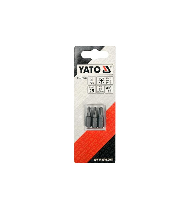 YATO KOŃCÓWKA 1/4"x25mm PH1/PH2/PH3 /3szt.