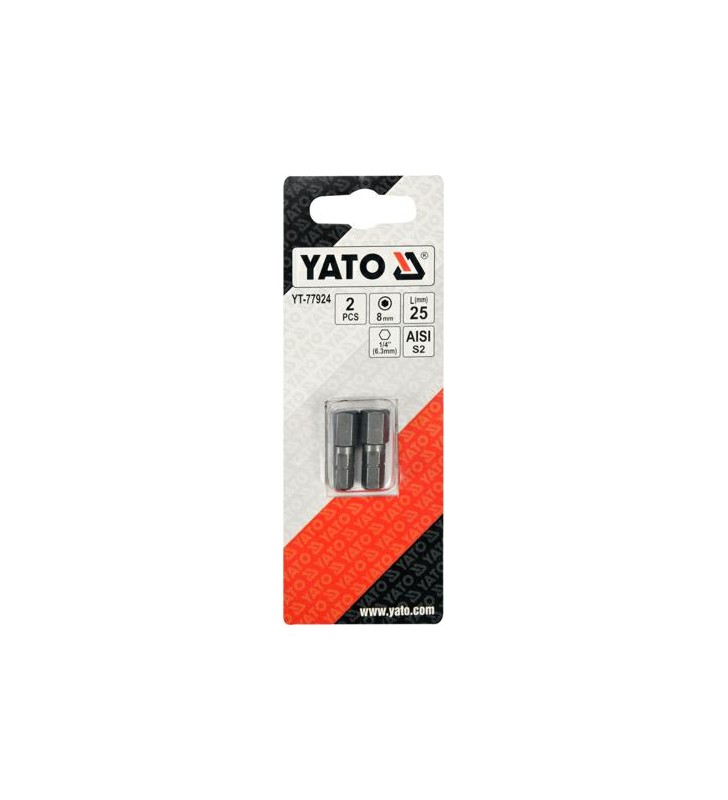 YATO KOŃCÓWKA 1/4"x25mm HEX H8 /2szt.